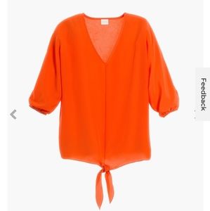 Chico's Balloon Sleeve Dolman Tie-Front Top